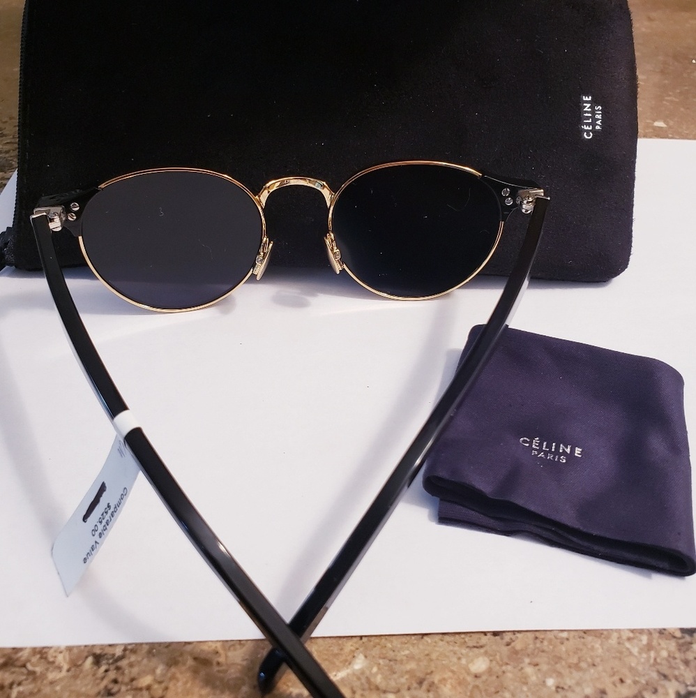 Last one❤ New CELINE Paris Gold Sunglasses Round - Picture 6 of 8
